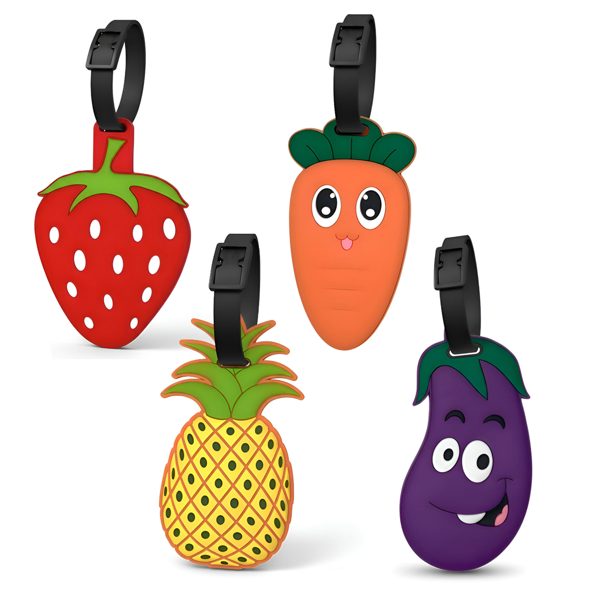 Travel Accessories List - Etykieta Bagażowa Truskawka Bakłażan Marchew Ananas
